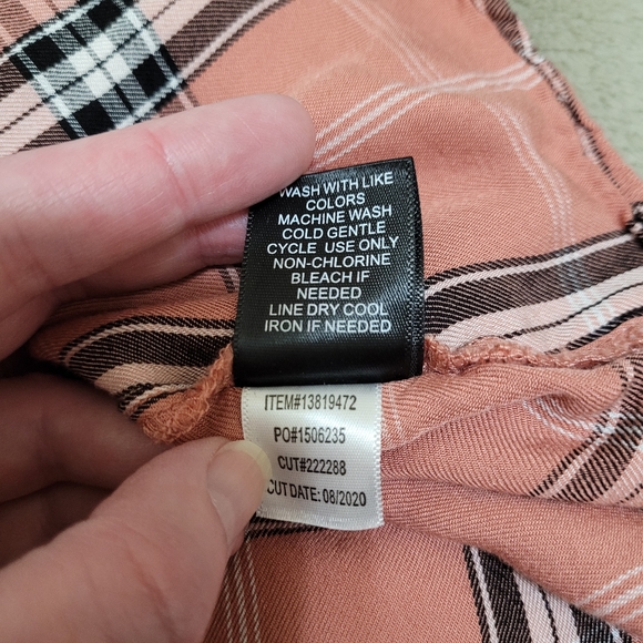 Torrid Dusty Coral Plaid Washed Twill Peplum Shirt size 2X - Picture 11 of 12